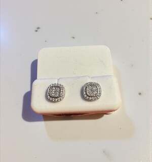 .925 Sterling Silver 0.35CT Diamond Cluster Stud Earrings